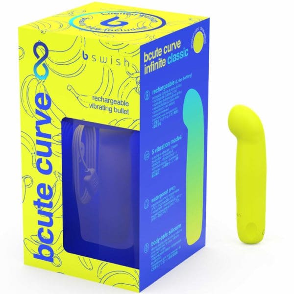 B SWISH - BCUTE CURVE INFINITE CLASSIC LIMITED EDITION RECHARGEABLE SILICONE VIBRATOR YELLOW 4